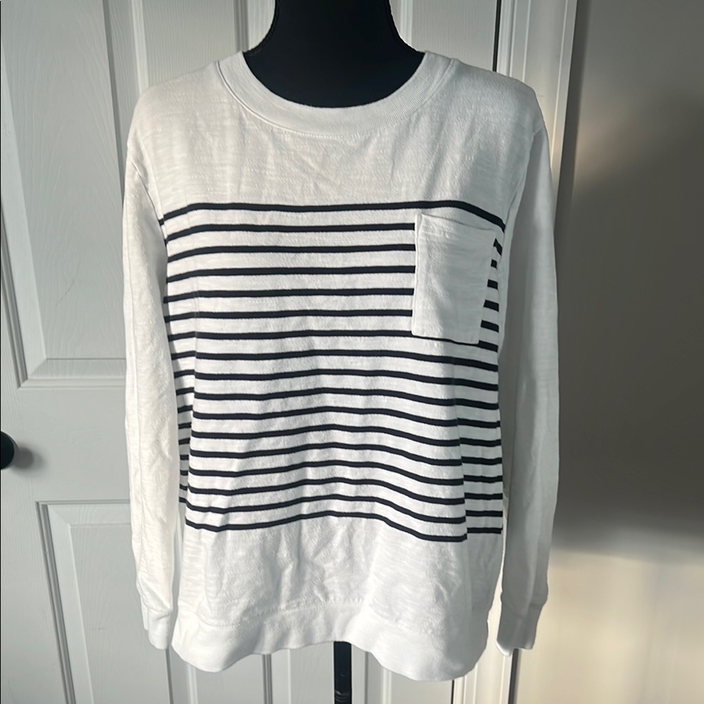 Talbots Navy and White and Striped Sweatshirt